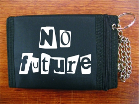 No Future pevná textilná peňaženka s retiazkou a karabínkou, tlačené logo